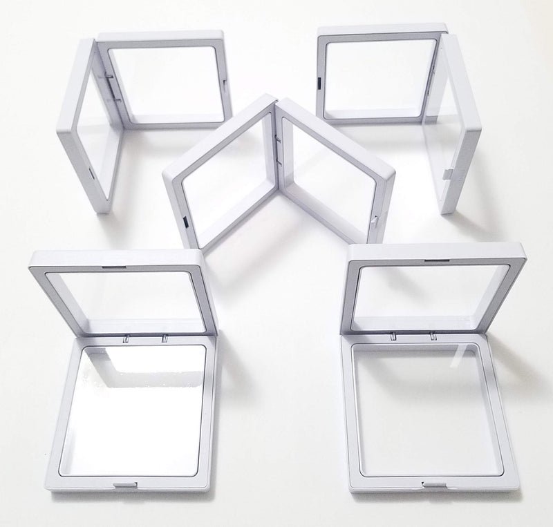 [Australia] - JM 5X Transparent 3D Floating Frame Display Holder/Box/Frames for Challenge Coins, AA Medallions, Antique, Jewelry, Gift, White, 3.5 x 3.5 x 0.75 Inches 