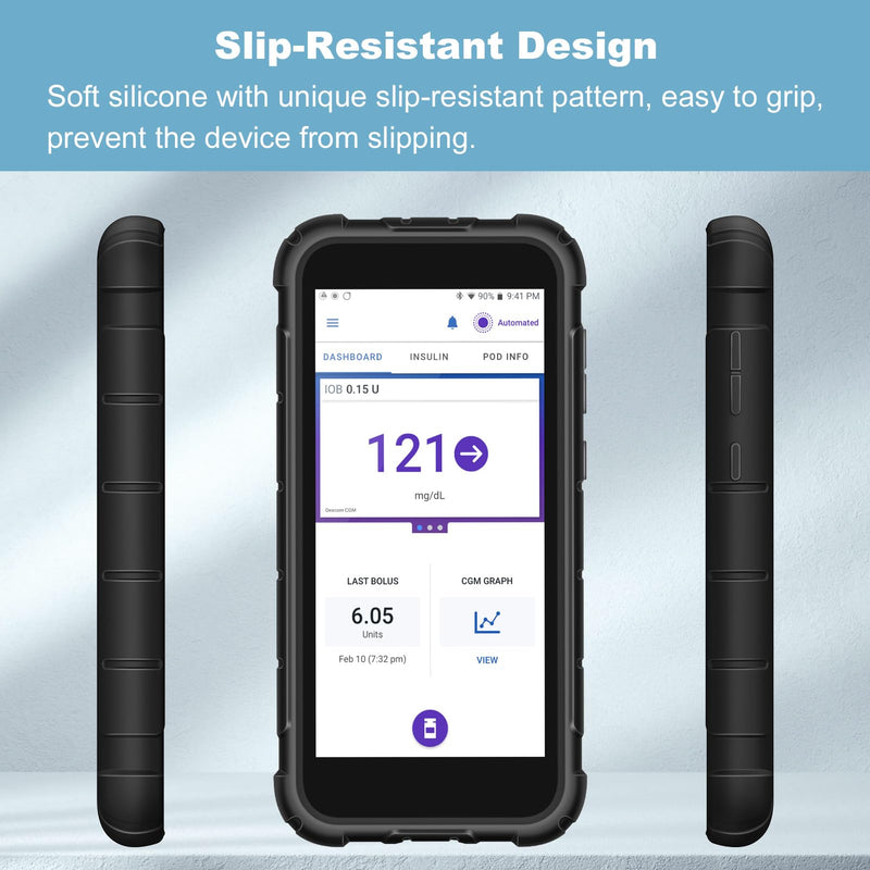 [Australia] - MEDMAX Silicone Case for Omnipod 5, Lightweight Shockproof Anti Slip Protective Cover Soft Gel Skin with Raised Bezel for Omnipod 5 Device, (Black) Black 
