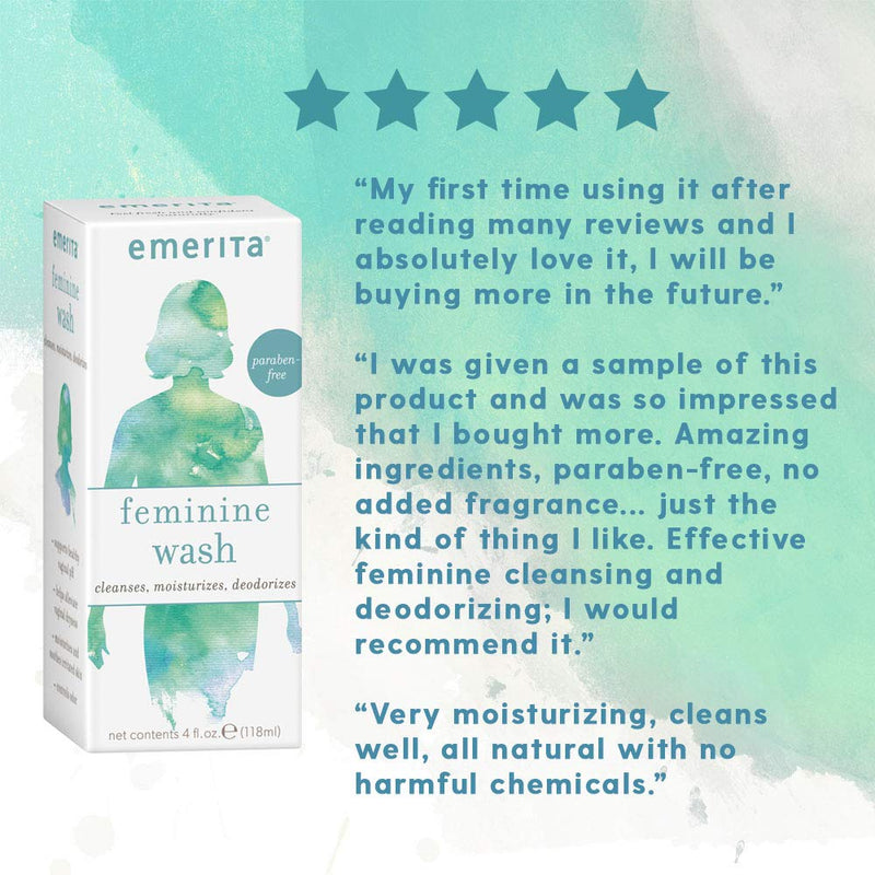 [Australia] - Emerita Feminine Cleansing & Moisturizing Wash | Gently Cleanses & Deodorizes | Formulated to Help Support Healthy Vaginal pH | Aloe, Chamomile | 4 oz 
