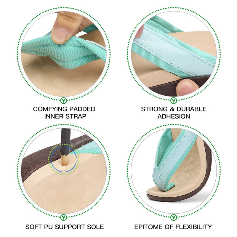 [Australia] - Orthotic Flip Flops For Women,Plantar Fasciitis Sandals For Flat Feet with Arch Support Thong Style Flip Flops Sandals for Comfortable Walk 5 W5-mint 