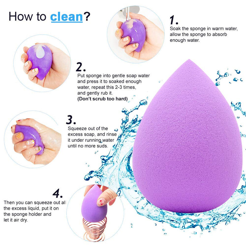 [Australia] - 6 Pieces Makeup Sponge Blender Set, Egg/Oblique Olive/Gourd Shapes Beauty Foundation Sponges, Professional Makeup Applicators Blender with Sponge Holder, Cosmetic Tools for Liquid, Powder, BB Cream 