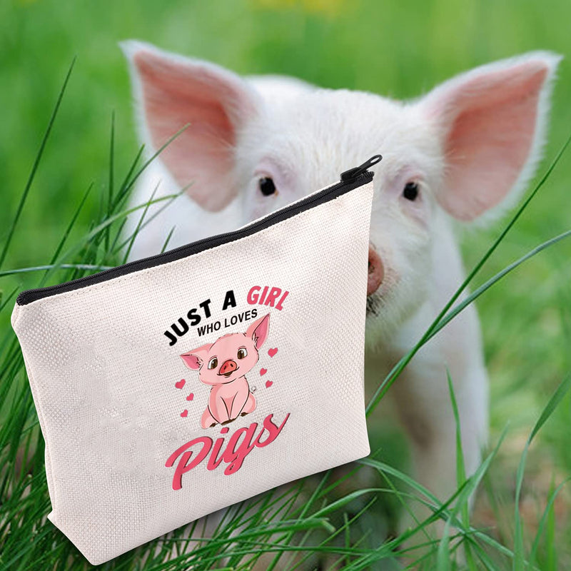 [Australia] - LEVLO Funny Pig Cosmetic Make up Bag Animal Lover Gift Just A Girl Who Loves Pigs Makeup Zipper Pouch Bag Pigs Lover Gift For Women Girls (Loves Pigs Bag) Loves Pigs Bag 