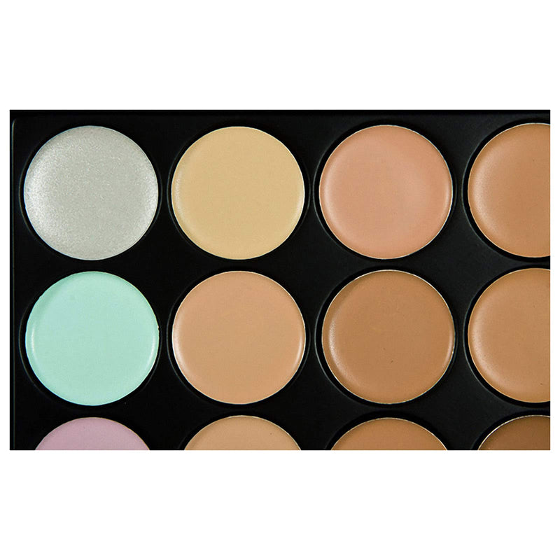 [Australia] - Concealer Palette, 15 Colors Makeup Palette Facial Camouflage Contour Palette with Sponge Puff Oval & Makeup Brush Beauty Make up Cream 
