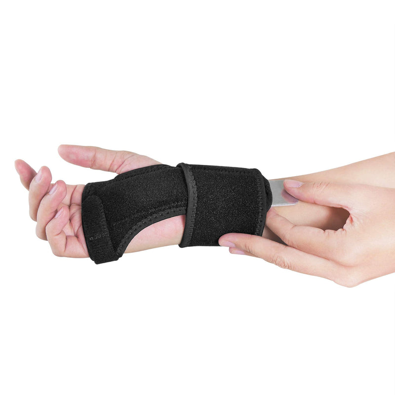 [Australia] - Bracoo Wrist Splint, Breathable Hand Stabilizer Brace for Carpel Tunnel Syndrome, Tendonitis, and Acute Sprains, Supports All Wrist Sizes, Black, WP30, 1 Count One Size - Open Frame 