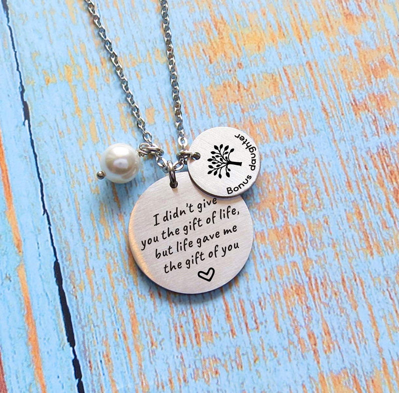 [Australia] - Stepdaughter Gift - I Didn't Give You the Gift of Life But Life Gave Me the Gift of You - Family Tree Pendant Necklace Step Daughter Gifts from Stepmom or Stepdad 