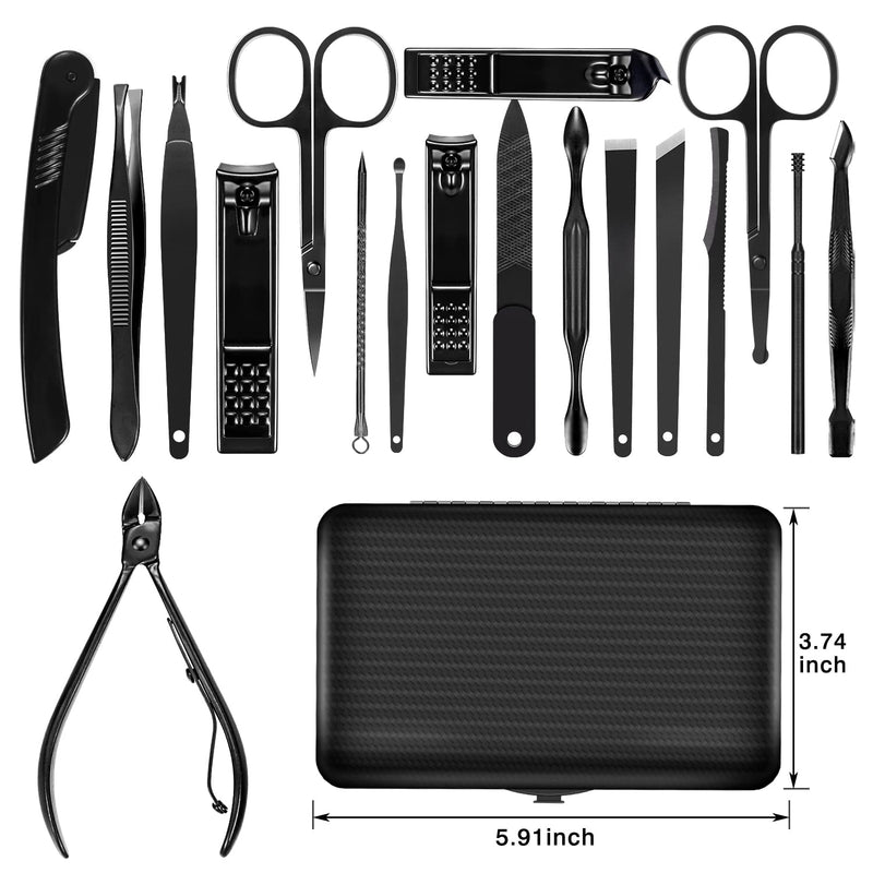[Australia] - OWill Manicure Set, 18pcs Nail Clippers Pedicure Kit Nail Care Kit Manicure Professional Tools Gift For Men Women Friends and Parents (Black & Red) Black and Red 