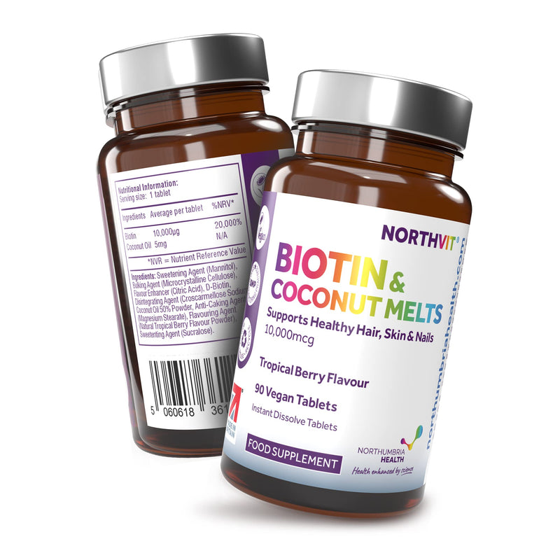 [Australia] - Biotin & Coconut Melts for Hair Growth, Hair, Skin & Nails Vitamin Supplement, Tropical Berry Flavour, Vegan, Promotes Healthier Thicker Hair, Daily Vitamins, 3 Month Supply 