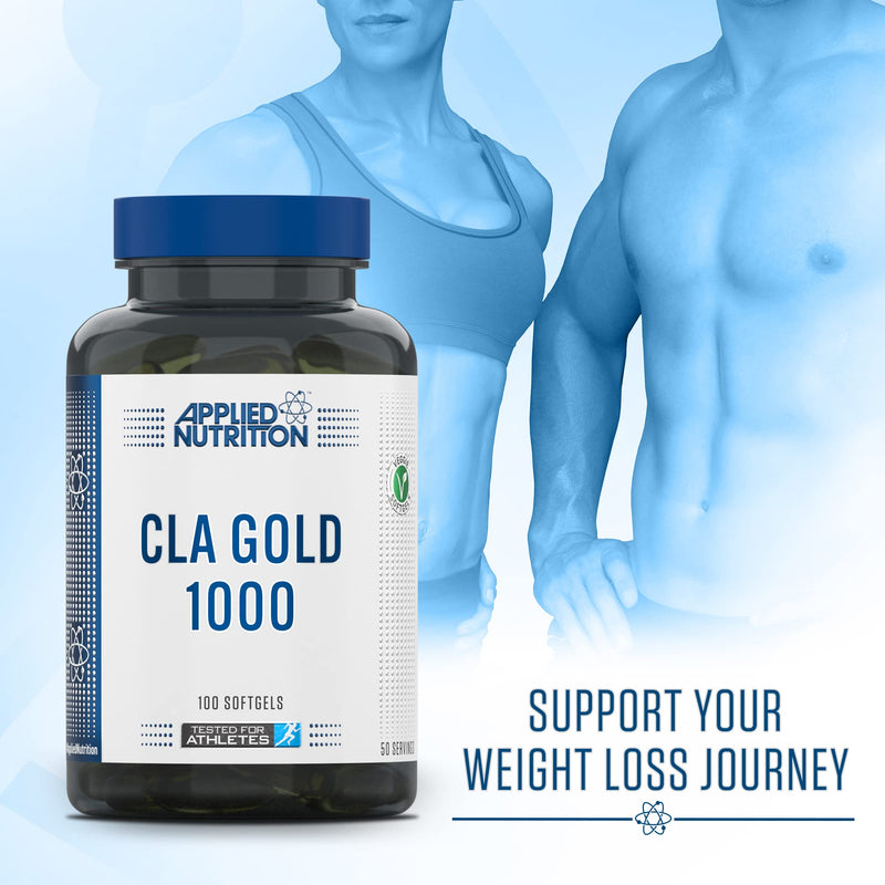 [Australia] - Applied Nutrition CLA Gold 1000-2000mg CLA Conjugated Linoleic Acid Per Serving, Weight Management Supplement, Natural CLA from Safflower Oil, 100 Veggie Softgels - 50 Servings 