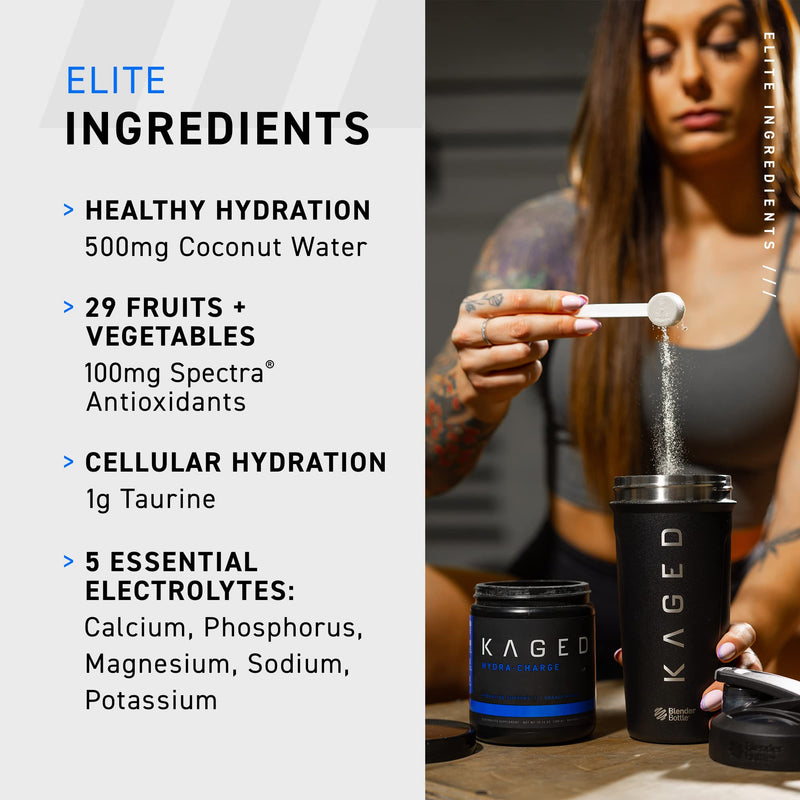 [Australia] - Electrolytes, Kaged Muscle Hydra-Charge Premium Electrolyte Powder, Hydration Electrolyte Powder, Pre Workout, Post Workout, Intra Workout, Orange Mango, 60 Servings, Clear 60 Servings (Scoop) 