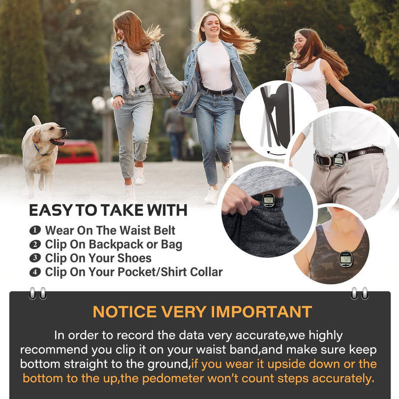 [Australia] - PINGKO Track Steps Multi-Function Portable Sport Pedometers Step/Distance/Calories Counter Fitness Tracker - Black 