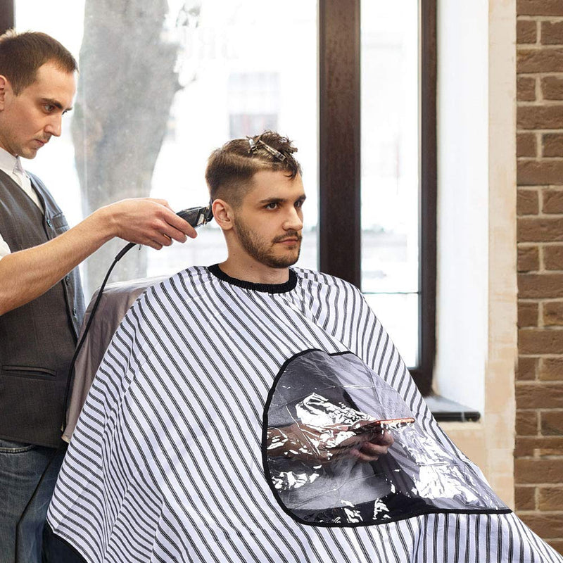 [Australia] - FaHaner 65 X 57 inch Barber Cape with Window +Hair Cleaning Brush Visible Haircut Cape with Adjustable Closure Hairdressing Cape and Big Size 165 X 145cm for Adults,Hairstylists and Barbers Window Barber Cape 