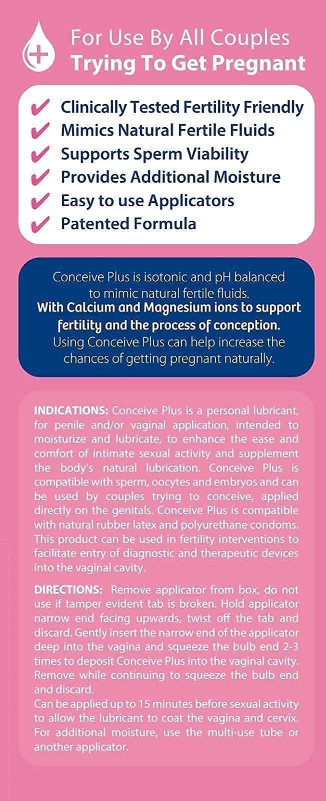 [Australia] - Conceive Plus Fertility Lubricant Travel Size Lube with Calcium + Magnesium Ions - Use When Trying to Conceive - Vaginal Moisturizer (3 x 4g Pre-Filled Applicators) 