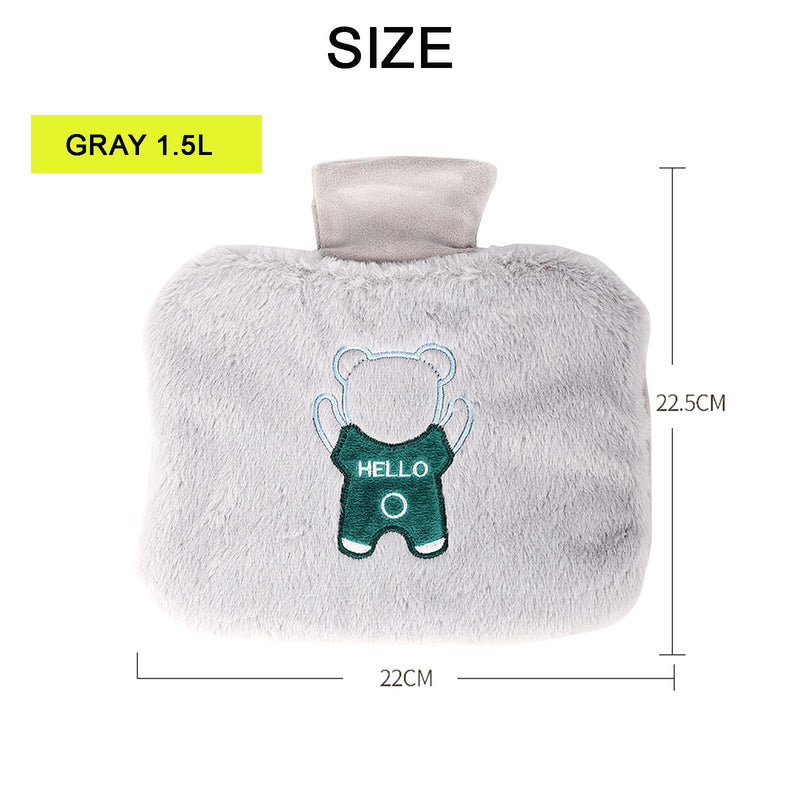 [Australia] - Hot Water Bottle with Fluffy Cover 1.5L Large Hot Water Bag for Neck and Shoulders Pain Relief Menstrual Cramps Hot and Cold Therapy Great Gift for Women 