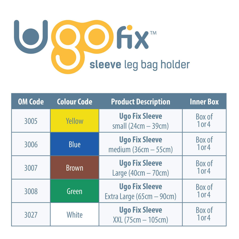 [Australia] - Ugo Fix Sleeve (x4) - Catheter Leg Bag Holder/Catheter Bag Cover, Strong and Durable Fibre Blends with External Seams, Washable and Reusable with Free Laundry Bag (Pack of 4) (Small) Small (Pack of 4) 