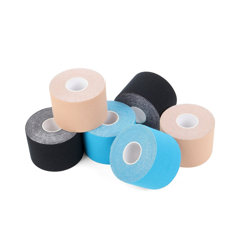 [Australia] - Superbe Kinesiology Tape (6 Rolls Pack), Sports Tape for Athletic Sports, Pain Relief, Recovery and Physio Therapy, 5 cm Beige, Black, Blue 