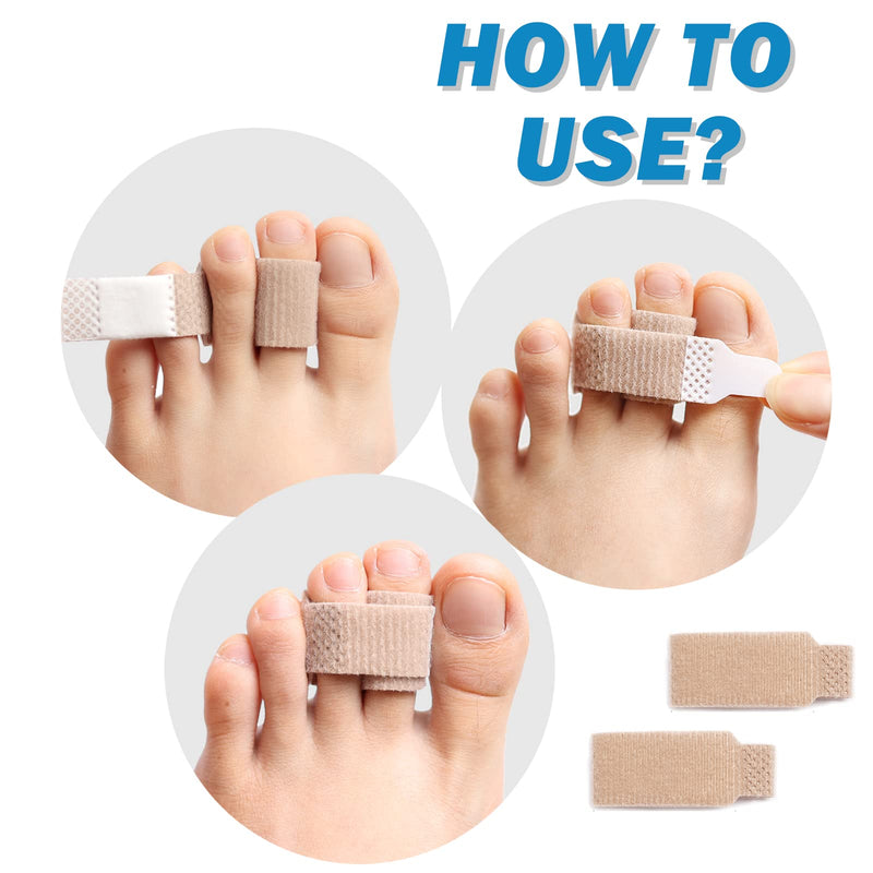 [Australia] - PrettSole 8 Pieces Toe Splints, Broken Toe Wraps, Hammer Toe Support Brace for Men, Women - Broken Toe, Crooked Toes, Overlapping Toes Cushion and Protect - Temporary Toe Straighteners Beige 