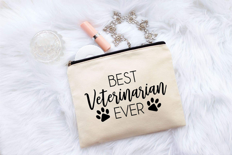 [Australia] - Moonwake Designs Best Veterinarian Ever Makeup Bag - Vet Gift, Veterinarian Gift, Gift for Animal Lover 