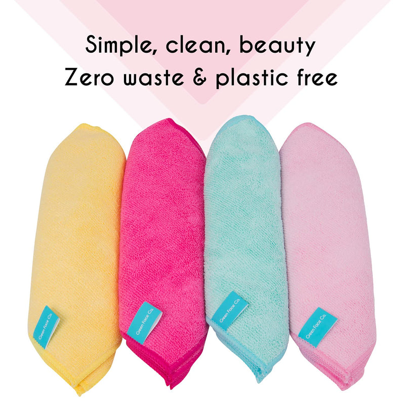 [Australia] - 20 x Microfibre Makeup Remover Wipes with Laundry Bag by Green Face Co | Reusable Soft Facial Cloths for Beauty Routine | Great Make Up Removing Towel or Cleansing Cloth 