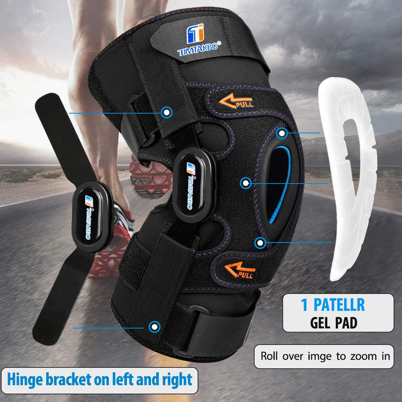 [Australia] - Hinged Knee Brace for Knee Pain Relieve,GEL Patella Support with Removable Dual Side Stabilizers,Knee Support for Meniscus Tear,Relieves ACL,Arthritis( M ) Black M fit Upper 18.5-20"/Lower 15-16.5" 