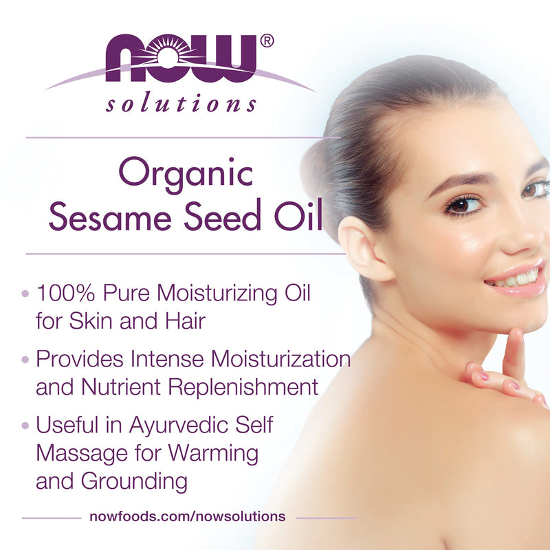 [Australia] - NOW Solutions, Organic Sesame Seed Oil, 100% Pure Moisturizing Oil for Skin and Hair, with Vitamins, Minerals and Phytonutrients, 8-Ounce 