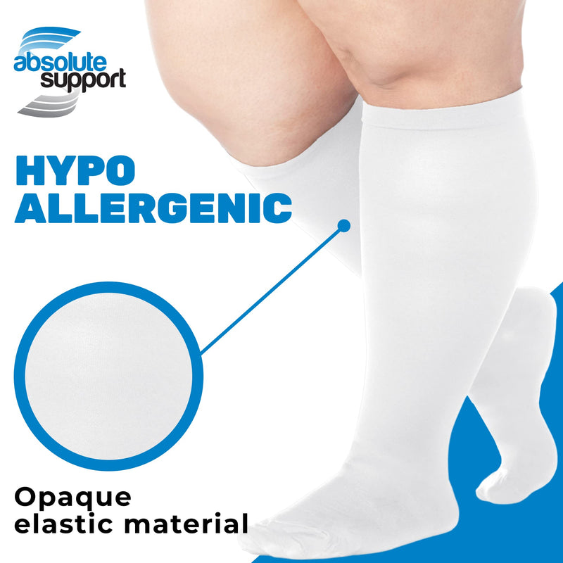 [Australia] - Made in The USA - Unisex Compression Socks 10-20mmHg with Open/Closed Toe White Closed Toe Medium 