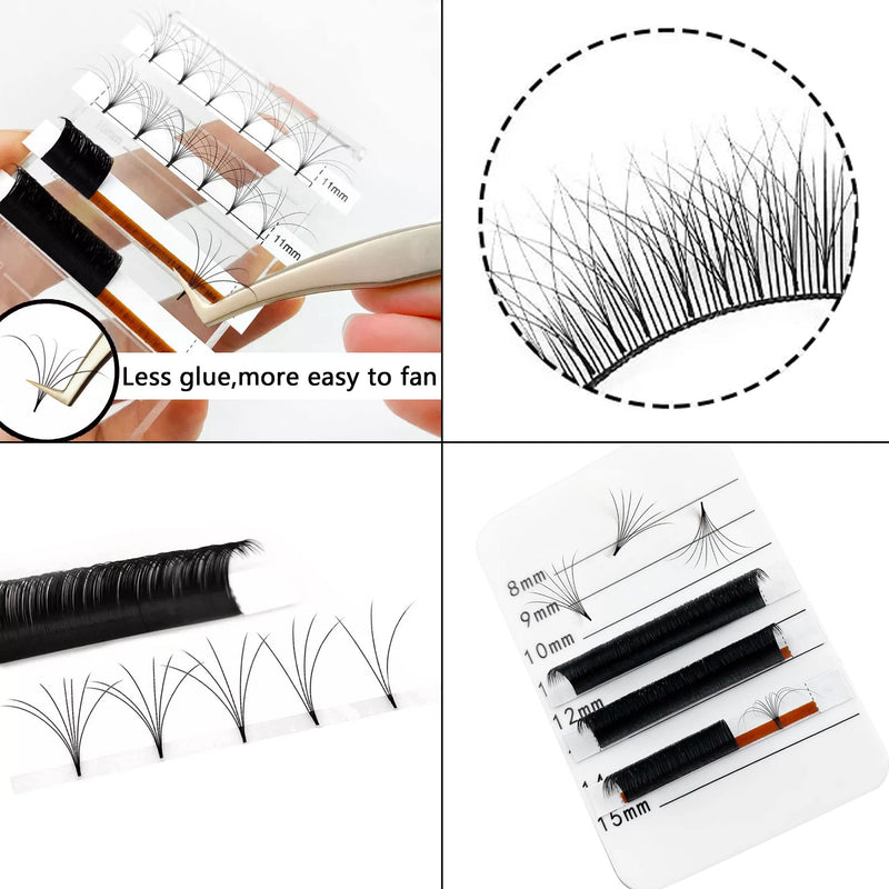 [Australia] - Easy Fan Lashes 0.07 D Curl Single Tray 8mm 2D-20D Volume Eyelash Extensions Self Fanning Russian Lashes Individual Lash Extension（0.07d-8mm） 8 mm 0.07mm-D 