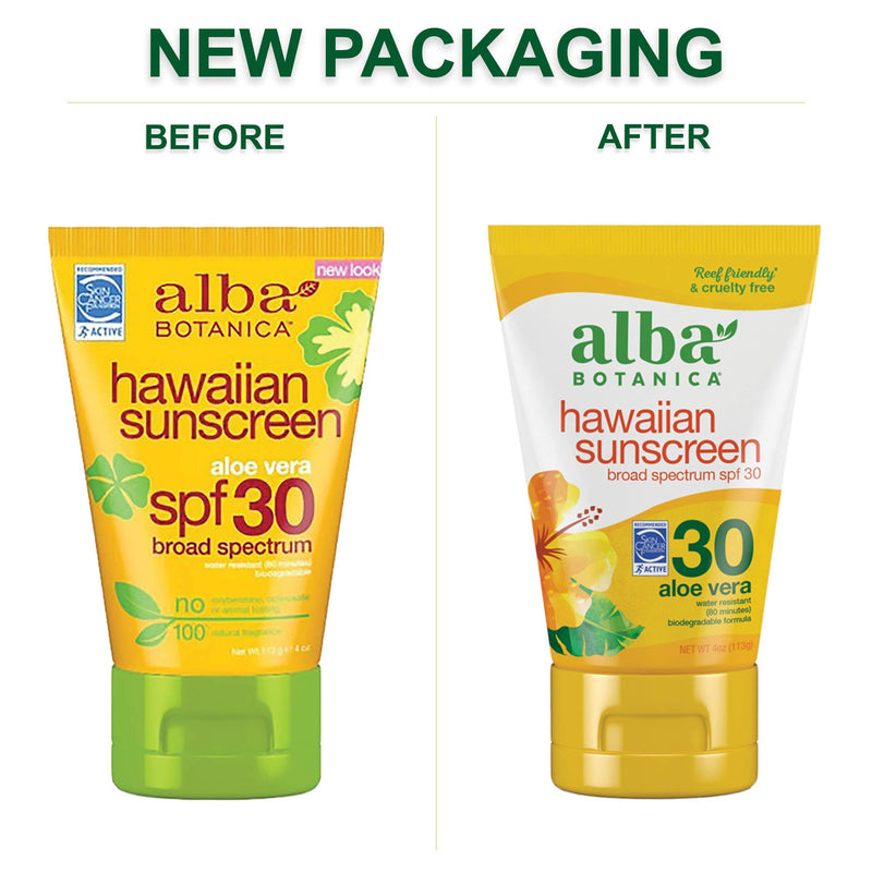 [Australia] - Alba Botanica Hawaiian Sunscreen Lotion, SPF 30, Aloe Vera, 4 Oz (Packaging May Vary) SPF 30 - Aloe Vera 