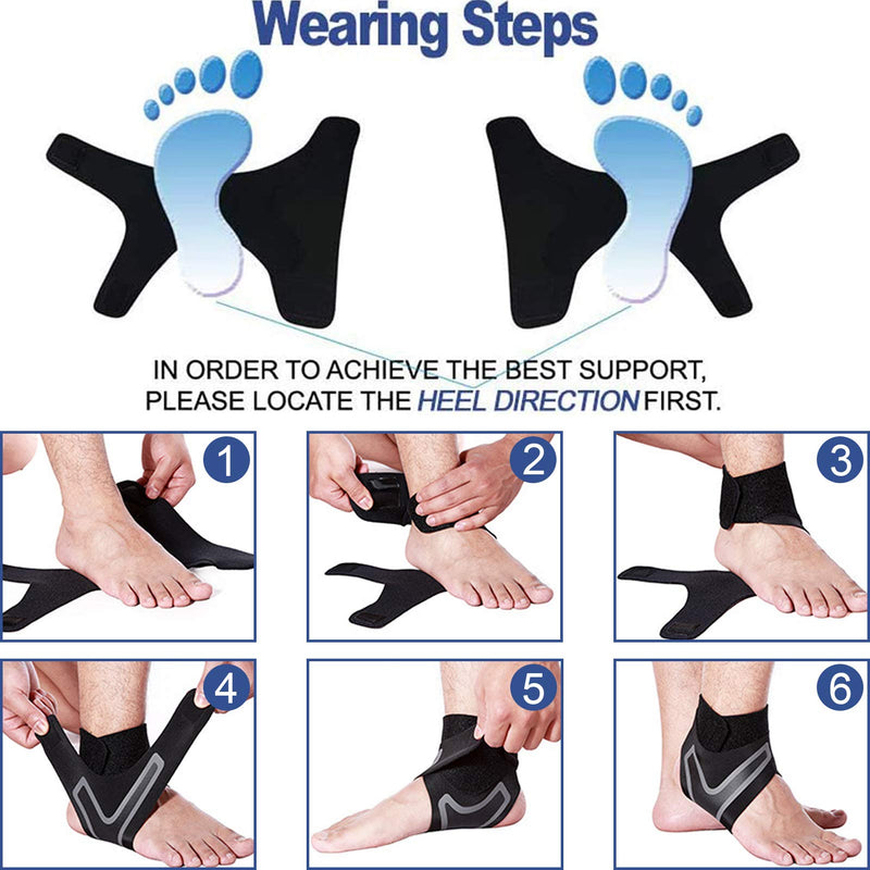 [Australia] - Beister 1 Pair Ankle Support Breathable Neoprene Compression Ankle Brace for Men and Women, Elastic Sprain Foot Sleeve for Sports Protect, Arthritis, Plantar Fasciitis, Achilles tendonitis, Recovery Black Large (Pack of 2) 