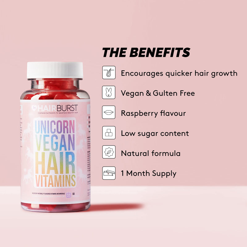 [Australia] - Chewable Vegan Hair Vitamins - Hair Vitamins for Growth and Hair Loss – Hair Supplements for Both Men and Woman - Biotin Hair Growth Vitamins - 1 Month Supply - 60 Gummies - by Hairburst 