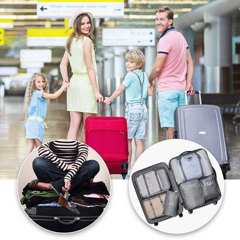 [Australia] - DIMJ 8 Pack Packing Cubes for Suitcase, Travel Luggage Organiser Set, Suitcase Organiser Bags for Clothes, Shoes, Cosmetics, Toiletries (8 Pack, Grey) 