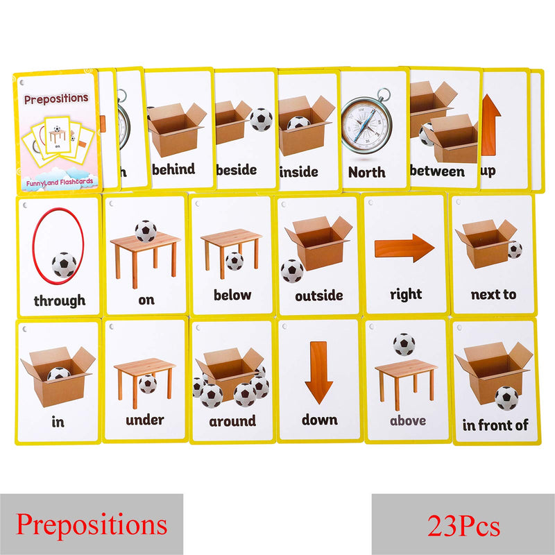 [Australia] - FieldDream 23pcs Positional Toddlers Flash Cards with Pictures Baby Learning Games Toys Education Flashcards for Kids Classroom Decoration Kindergarten Preschoolers with Ring Gifts 