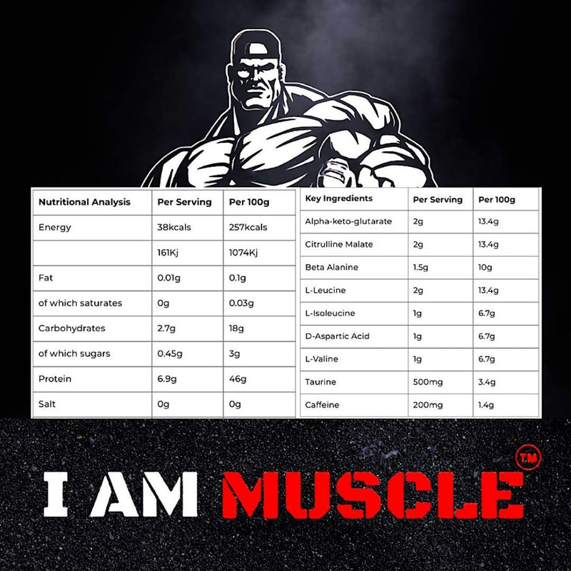 [Australia] - Performance Pre Workout, Ultimate Training Enhancement Formula with 200mg Caffeine, 6.9g Protein, Beta-Alanine and Amino Acids, Blue Raspberry, 500g 