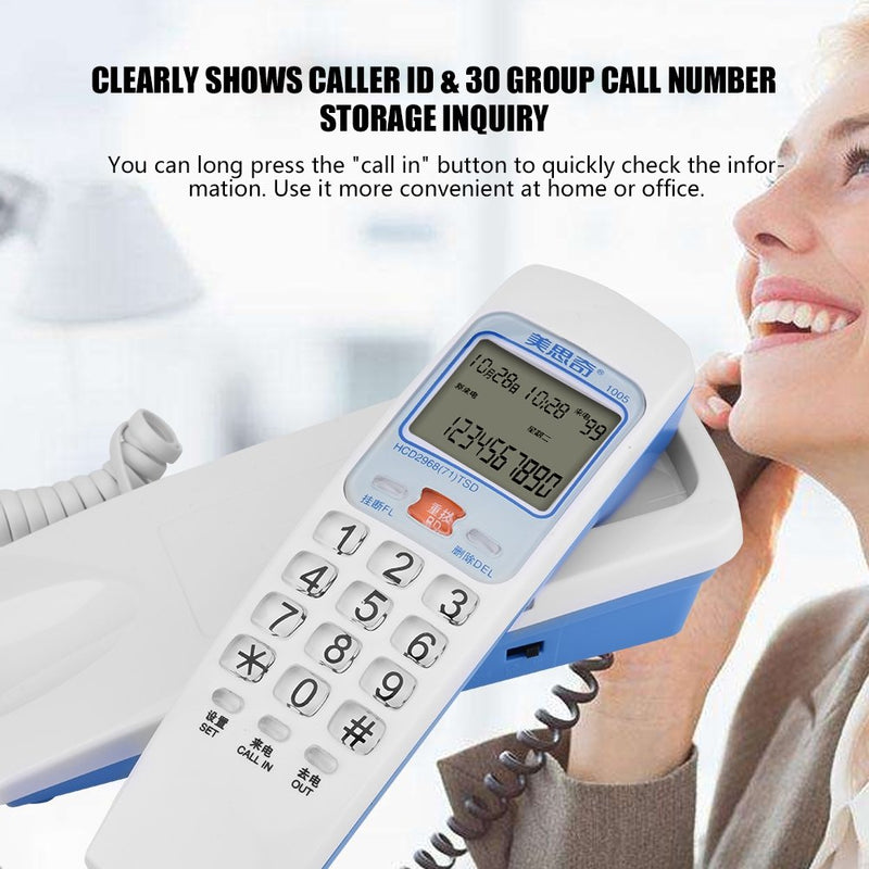[Australia] - Trimline Corded Landline Phones with Caller ID & Backlit Dial, 30 Group Call Number Storage Inquiry, Crystal Big Button Fashion Extension Telephone for Home Office(White) White 
