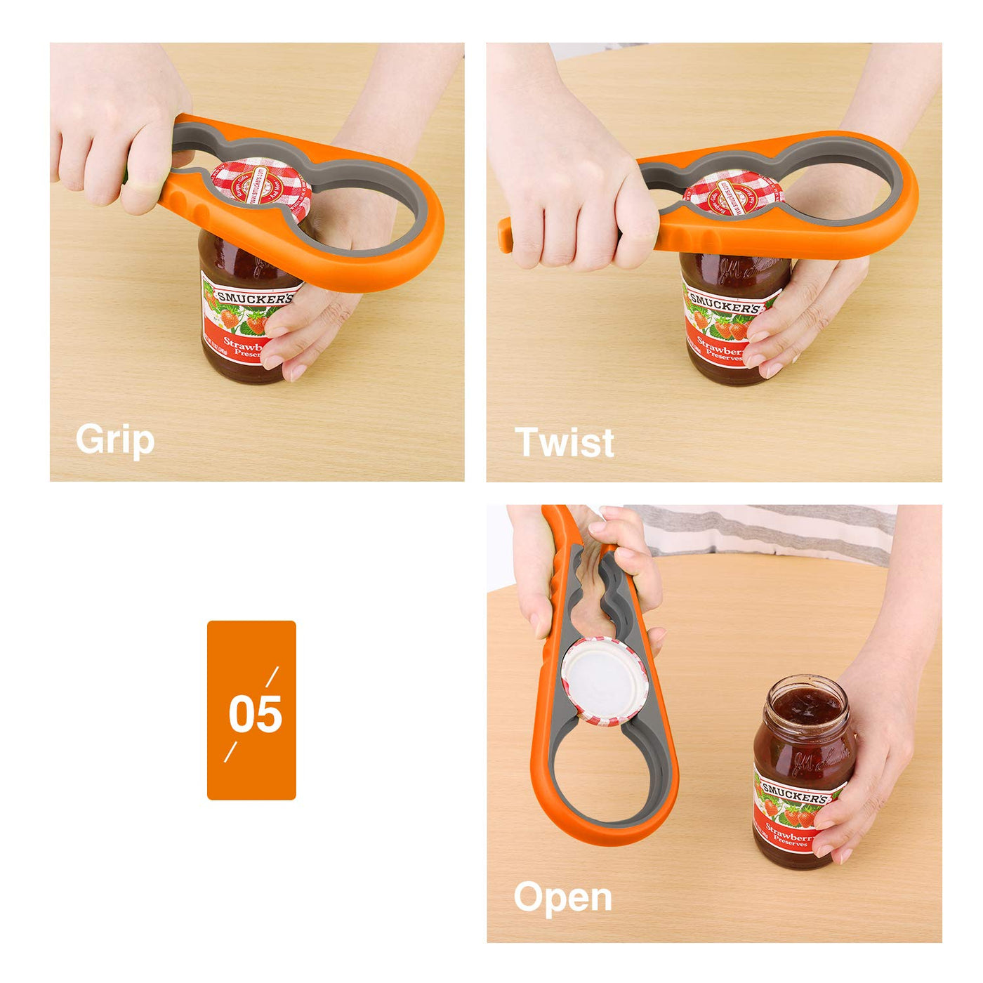 Jar Opener, Easy Grip Bottle Opener Twist Off Lid Quick Opening Cooking  Everyday Use for Children, Elderly, Weak Hands and Arthritic 