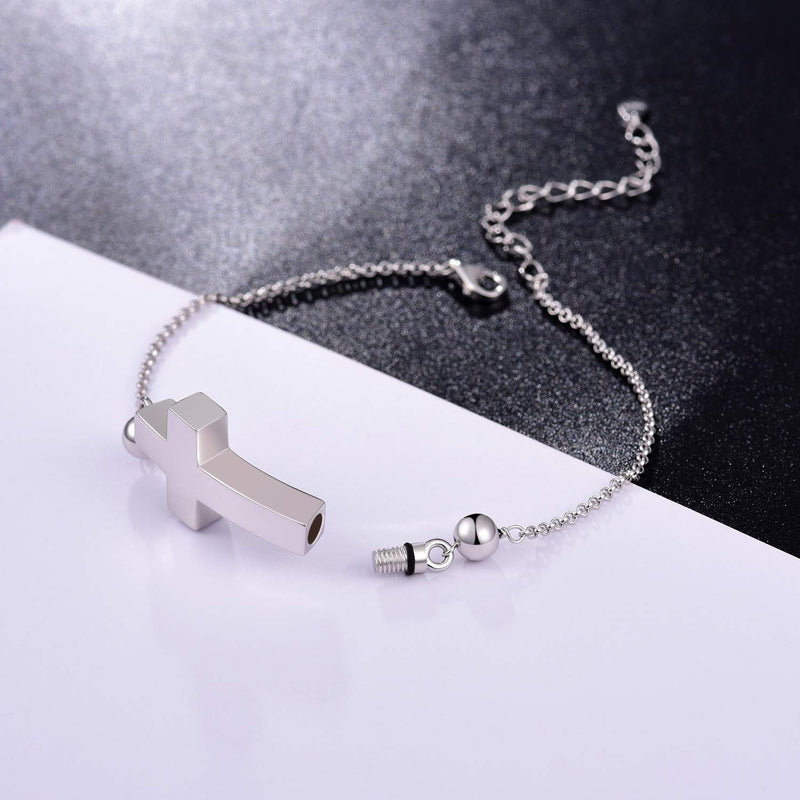 [Australia] - Jinlou 925 Sterling Silver Cross Urn Bracelet for Ashes Holder Keepsake Cremation Bangle Jewelry heart locket bracelet 