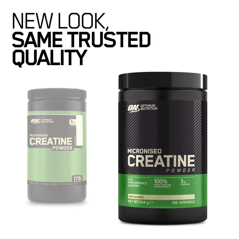 [Australia] - Optimum Nutrition Micronised Creatine Powder, Creatine Monohydrate Powder for Performance, Unflavoured, 186 Servings, 634 g, Packaging May Vary 