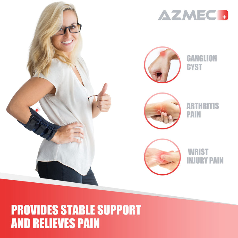 [Australia] - AZMEC Wrist Brace For Right Hand – Carpal Tunnel Brace – Medium Navy Adjustable Wrist Support for Carpal Tunnel, Tendonitis Arthritis Pain Relief, 6.5 - 7.5 inches 