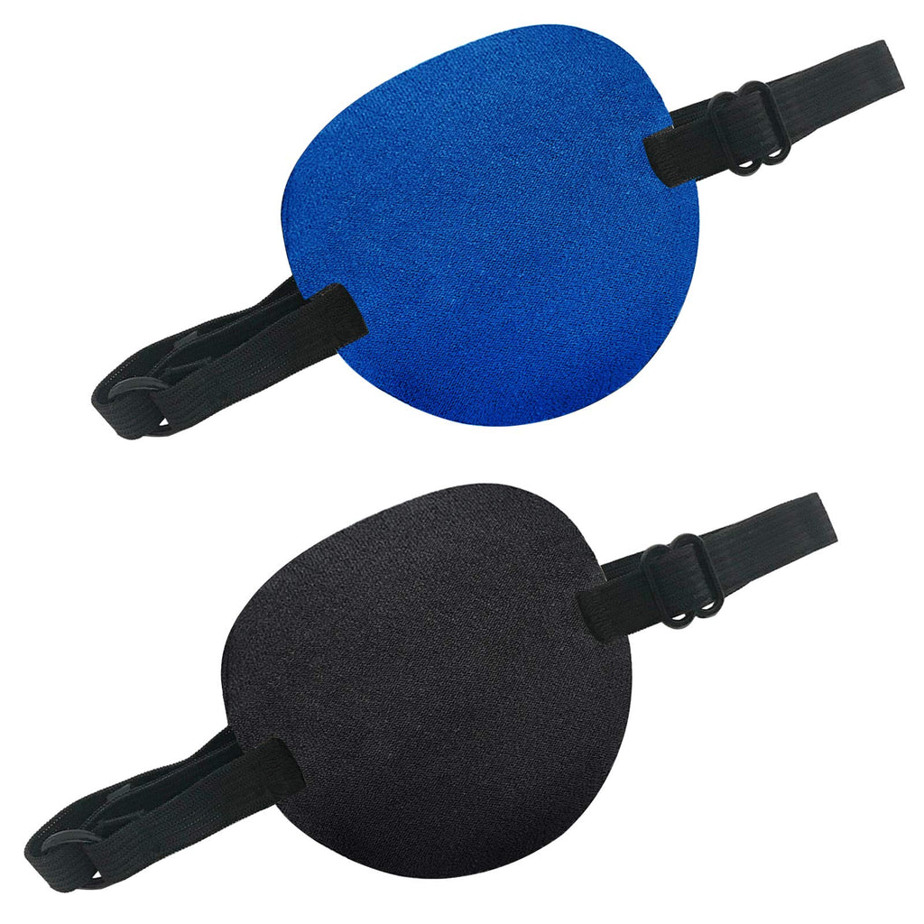 [Australia] - THSIREE 2 Eye Patches Set, Medical Eye Patch Comfortable Pirate Eye Patch, with Adjustable Buckle to Treat Lazy Eye Amblyopia Strabismus for Adults and Kids, Black and Blue 