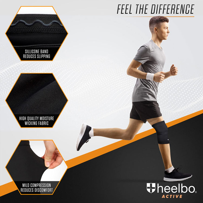 [Australia] - Heelbo Knee Compression Sleeve with Copper Infused Fibers and Breathable Fabric for Knee Pain Relief, Knee Support, Sore Muscles and Joints for Running, Jogging, Hiking or Arthritis, Black, Medium Medium (Pack of 1) 