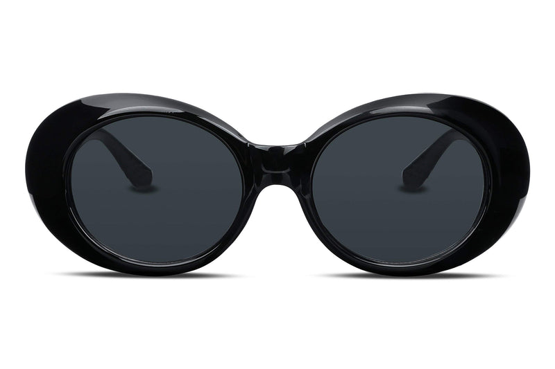 [Australia] - FEISEDY Clout Goggles Kurt Cobain Sunglasses Retro Oval Women Sunglasses B2253 Black 2.00 Inches 