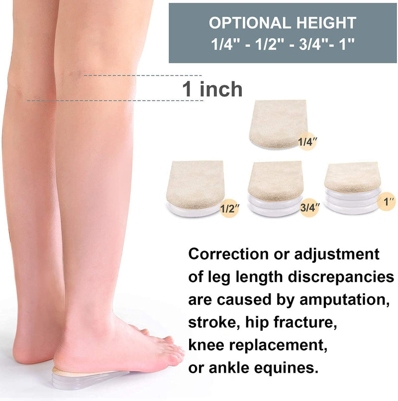 [Australia] - Sumifun Heel Lift Inserts, 4-Layer 1 Inch Gel Shoe Heels Inserts for Women, Adjustable Orthopedic Heel Pads for Heel Pain and Leg Length Discrepancies, Heel Cups 1/4" 1/2" 3/4" (Size S, 1 Pair) 