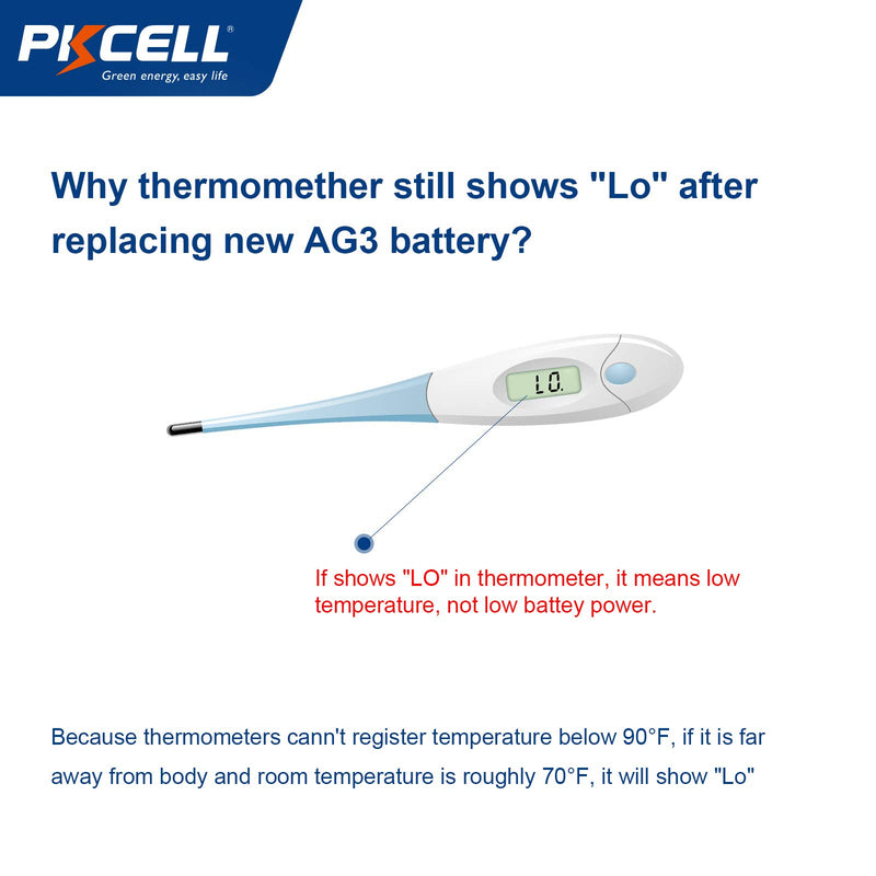 [Australia] - PKCELL AG3 1.5V Battery LR41 392 384 192 Button Alkaline Cell for Digital Thermometer- 5Count 