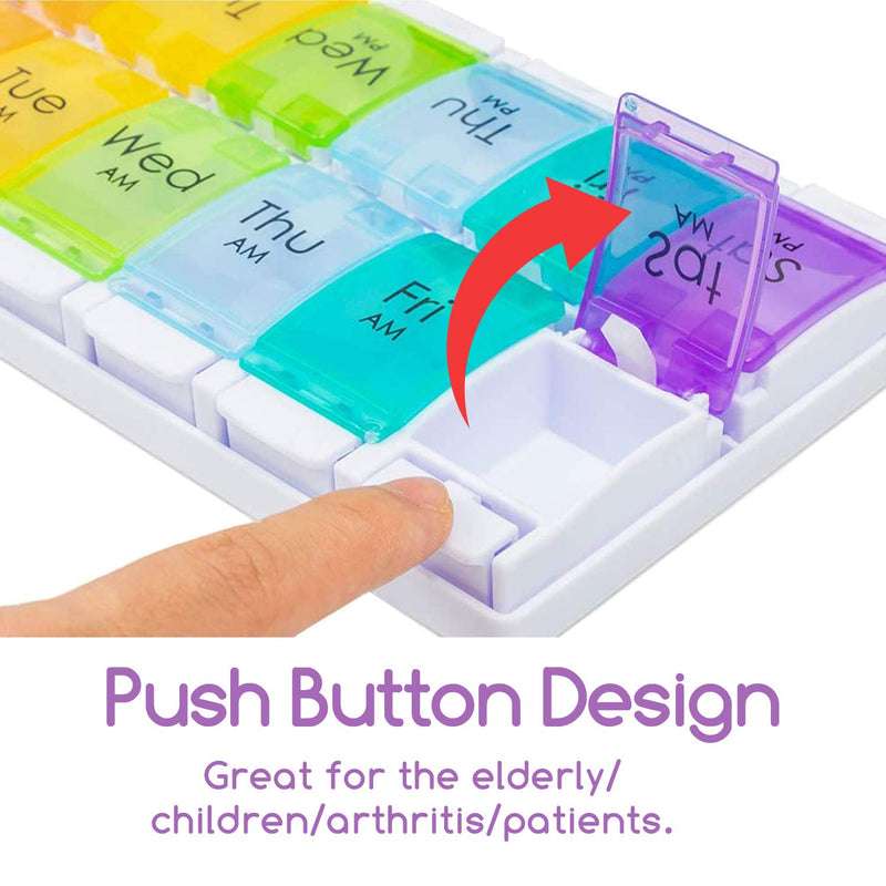 [Australia] - Pill Boxes 7 Day 2 Times a Day, Weekly AM PM Pill Box with Snap Shut Lids Design, 14 Compartments Tablet Organiser for Hold Vitamins and Medication 