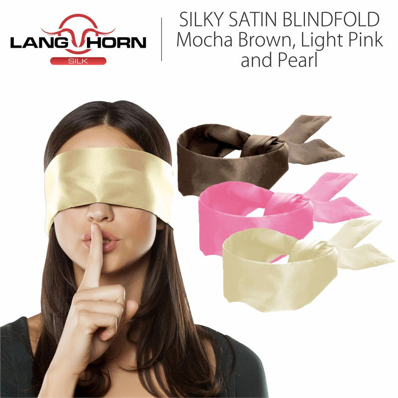 [Australia] - 3 pcs Silk Satin Blindfold Eye Cover Silk Sleeping mask Valentine Gift 155cm / 62” (Pearl, Mocha Brown, Light Pink) Pearl, Mocha Brown, Light Pink 