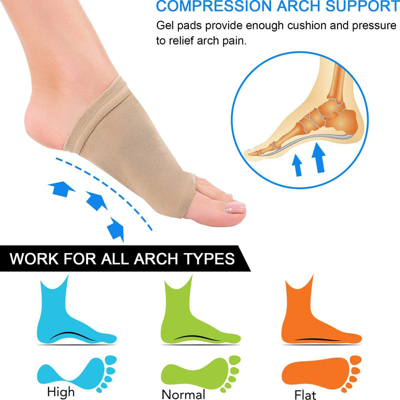 [Australia] - Ailaka 2 Pairs Compression Arch Support Sleeves, Cushioned Foot Braces Arch Pads for Flat Foot Pain Relief Plantar Fasciitis Heel Spurs Khaki 2 Pair (Pack of 1) 