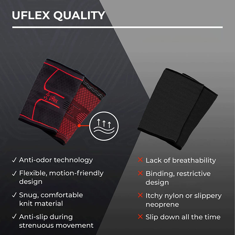 [Australia] - Uflex Athletics (Medium) Knee Compression Sleeve Support for Running, Jogging, Sports, Joint Pain Relief, Arthritis and Injury Recovery-Single Wrap Red M 