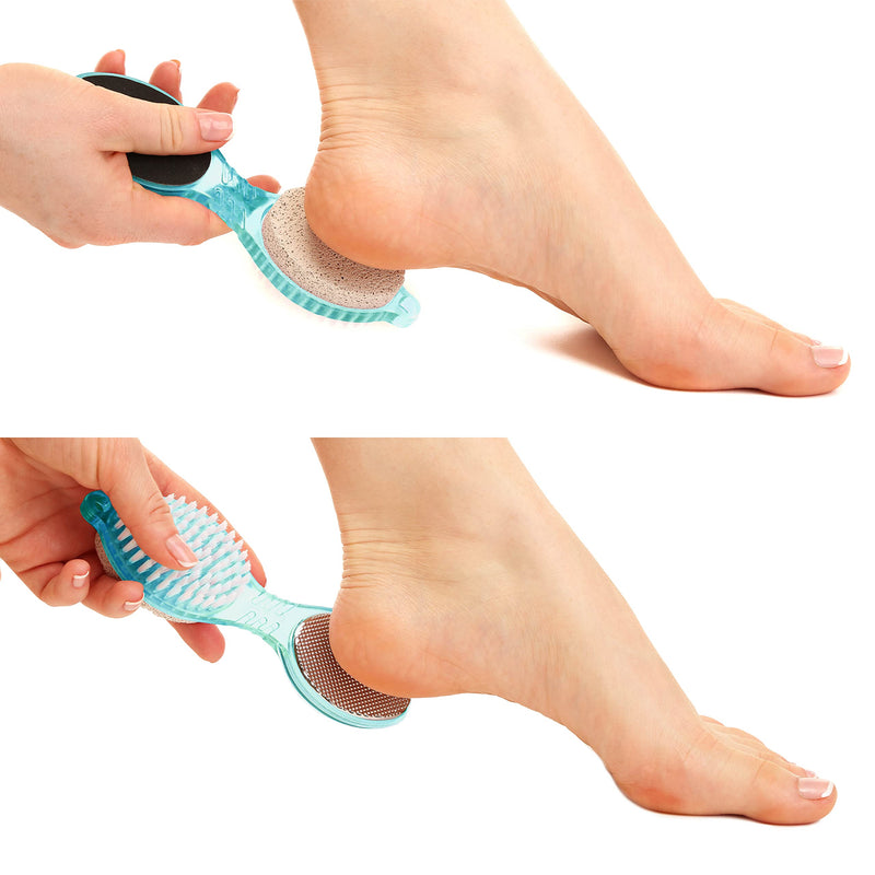 [Australia] - Simply Foot 4-in-1 Foot Paddle – Include Metal Foot Rasp, Pumice Stone, Foot Brush, and Abrasive Surface – Easy to Use Foot Care Tools for DIY Pedicures – Ideal for Men and Women 