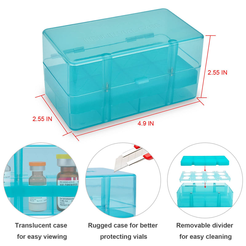[Australia] - 8-Holes Insulin Vial Storage Box for Diabetics, Vial Holder Organizer Case Fits Various 10ml-15ml Injectable Medicines Vials - Green 