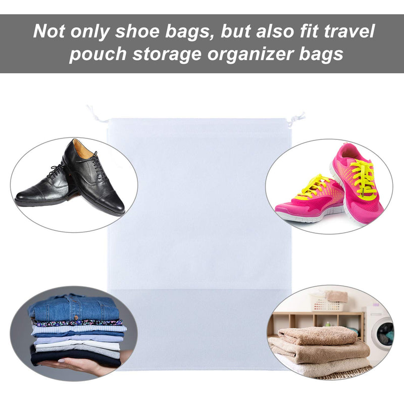 [Australia] - 12 Pieces Travel Shoe Storage Bag Non-Woven Storage Bag Portable Shoes Pouch with Transparent Window for Daily and Travel Use 14.2 x 10.6 inch White 