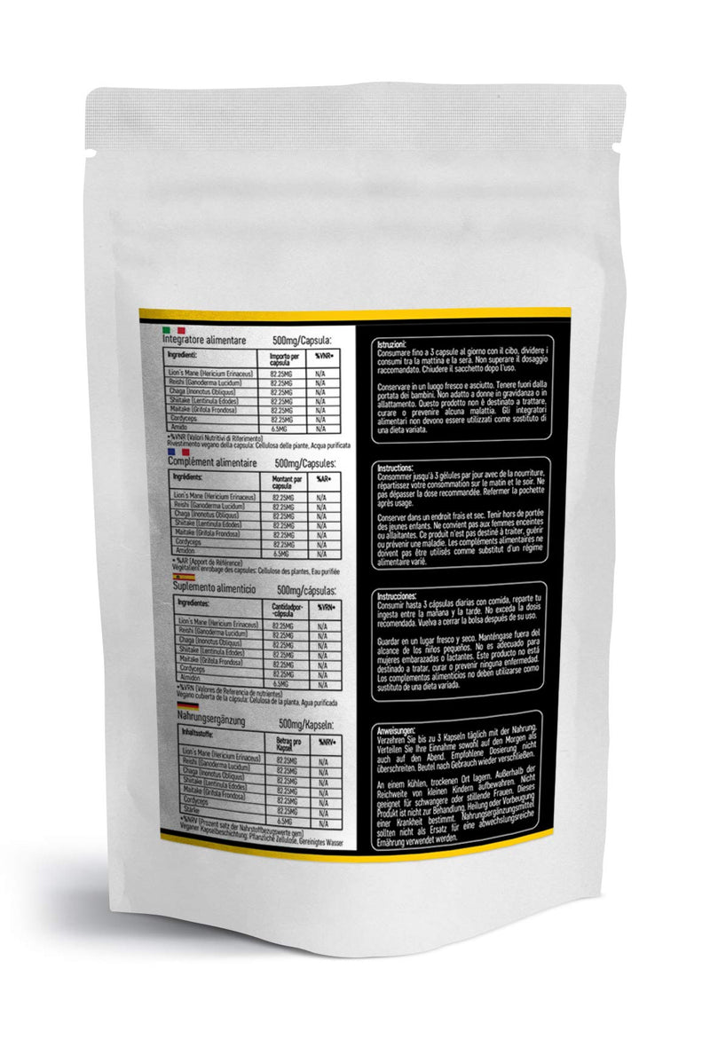 [Australia] - Mushroom Complex 6 Lions Mane Mushroom 120 Capsules High Strength Vegan Supplement with Lions Mane, Reishi, Chaga Mushroom Powder, Shitake, Cordyceps & Maitake 